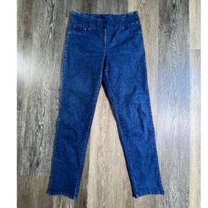 Ruby Rd Pull On Jeans Womens 8 Blue Straight Leg Elastic Waist 99403